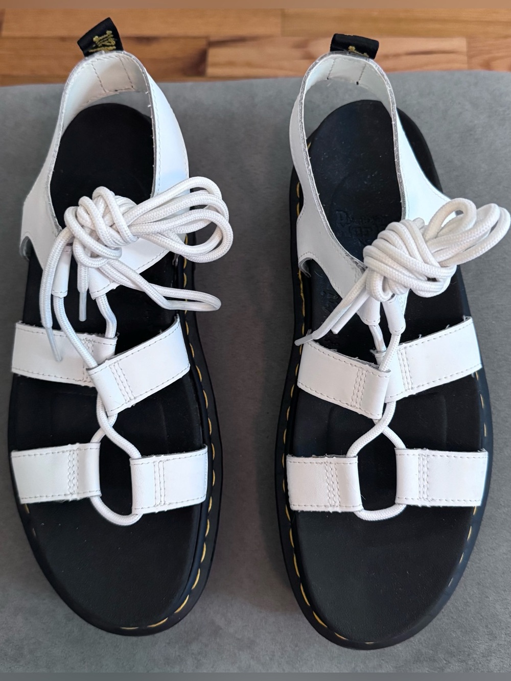Dr. Martens Nartilla Platform White Lace-Up Leather Gladiator Sandals